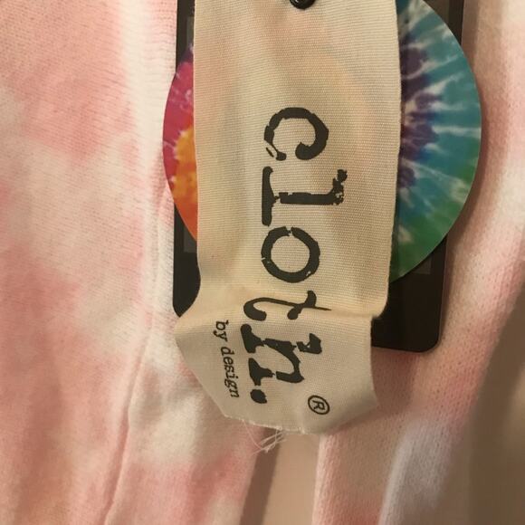 Cloth by Design Pink Tie Dye front tie sweater XS lightweight shirt style - Picture 4 of 5